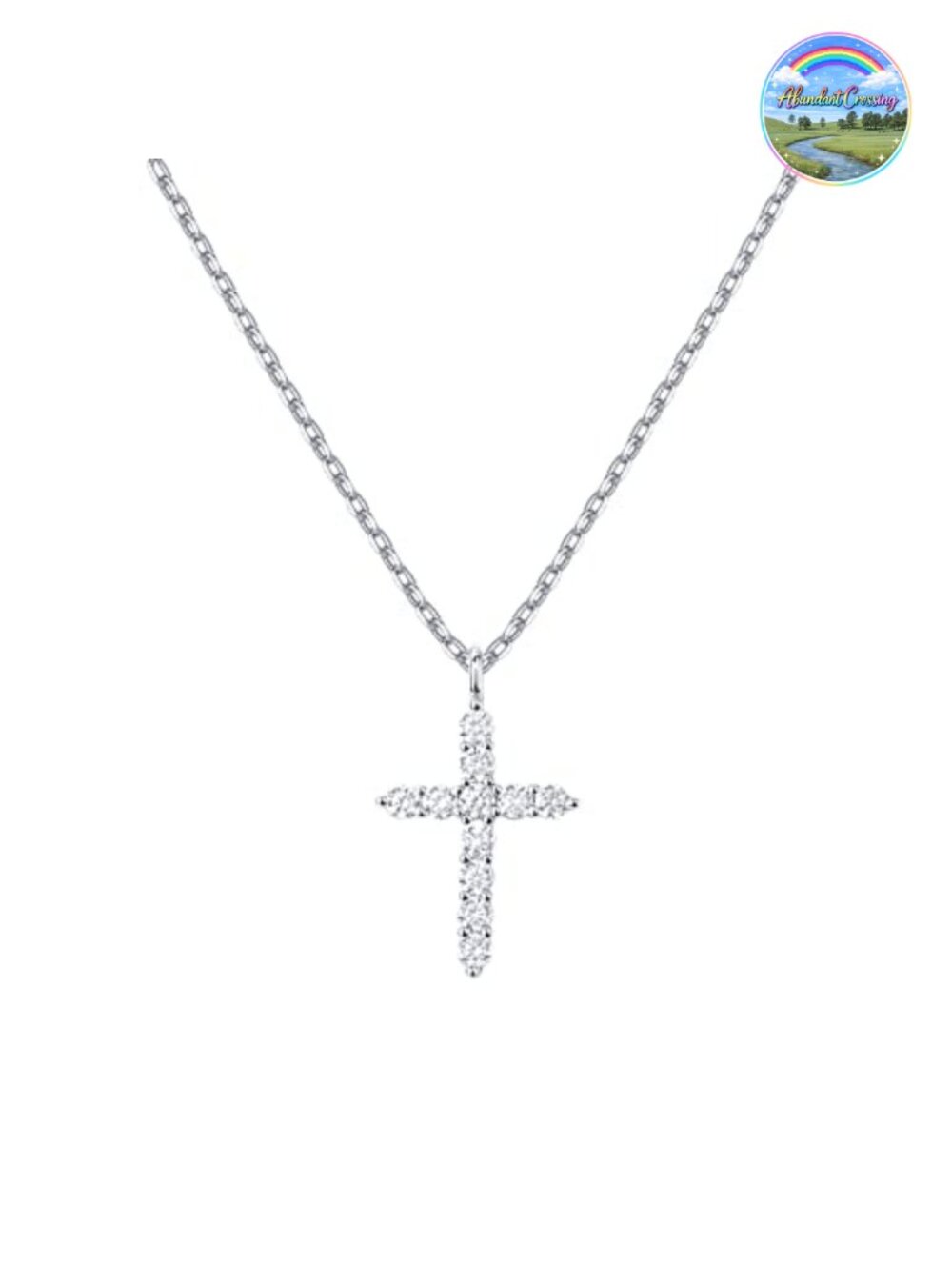 18K Gold Vermeil Cubic Zirconia Cross Pendant Necklace Sliding Chain